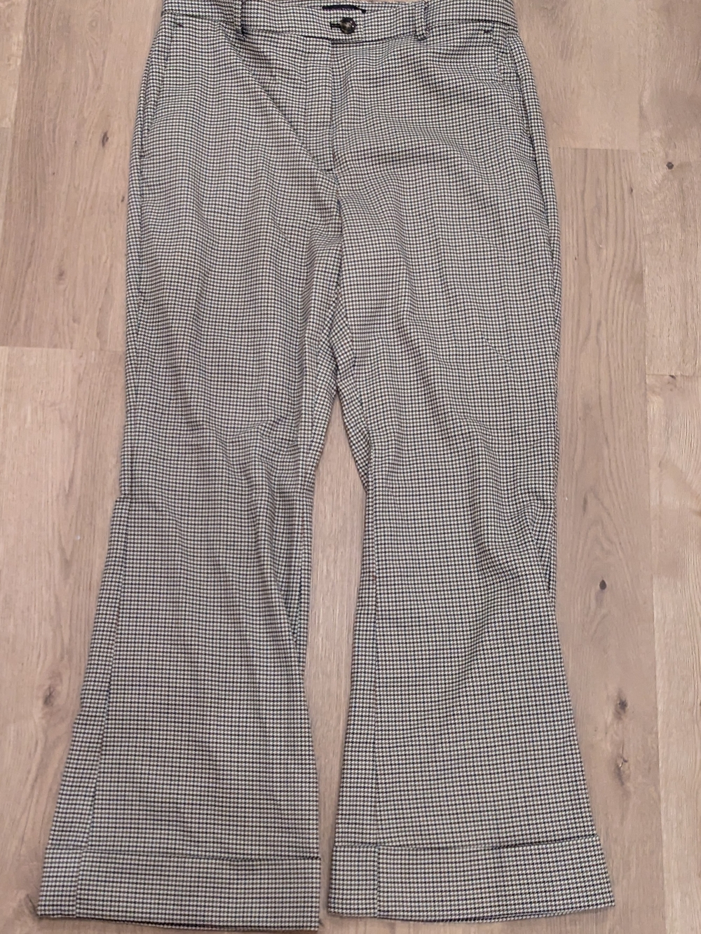 Ann Taylor Black, White and Brown Houndstooth Trousers Size 14